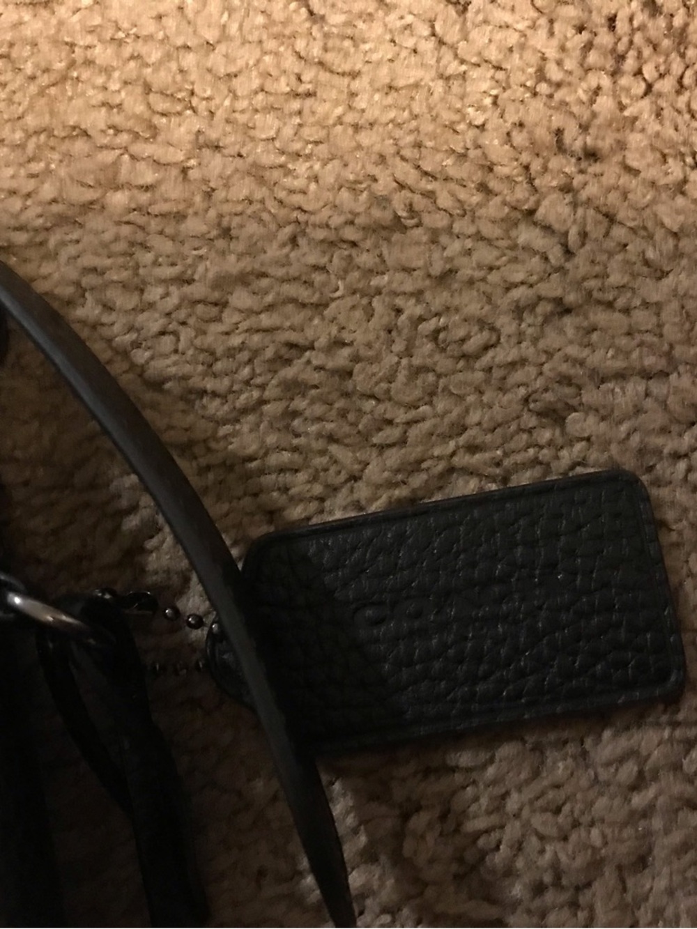 Coach Shoulder Bag Black Pebble Leather 29.5cm 11.6in Push Lock - Picture 4 of 8